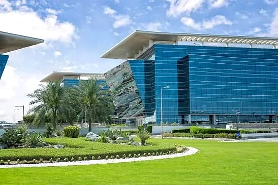 Block A Business Park, Dubai South — glazed office blocks and landscaped gardens